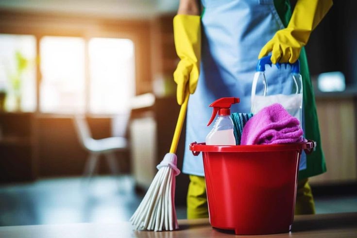 Cleaner ready with supplies