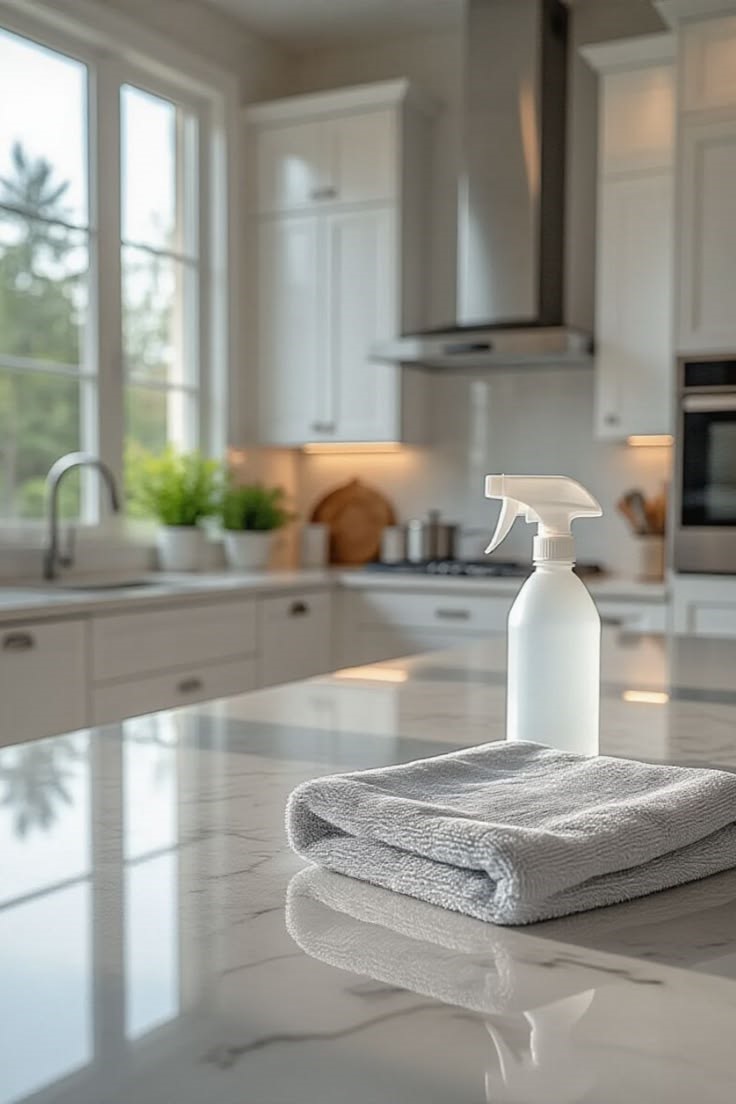 Spotless professional kitchen after cleaning
